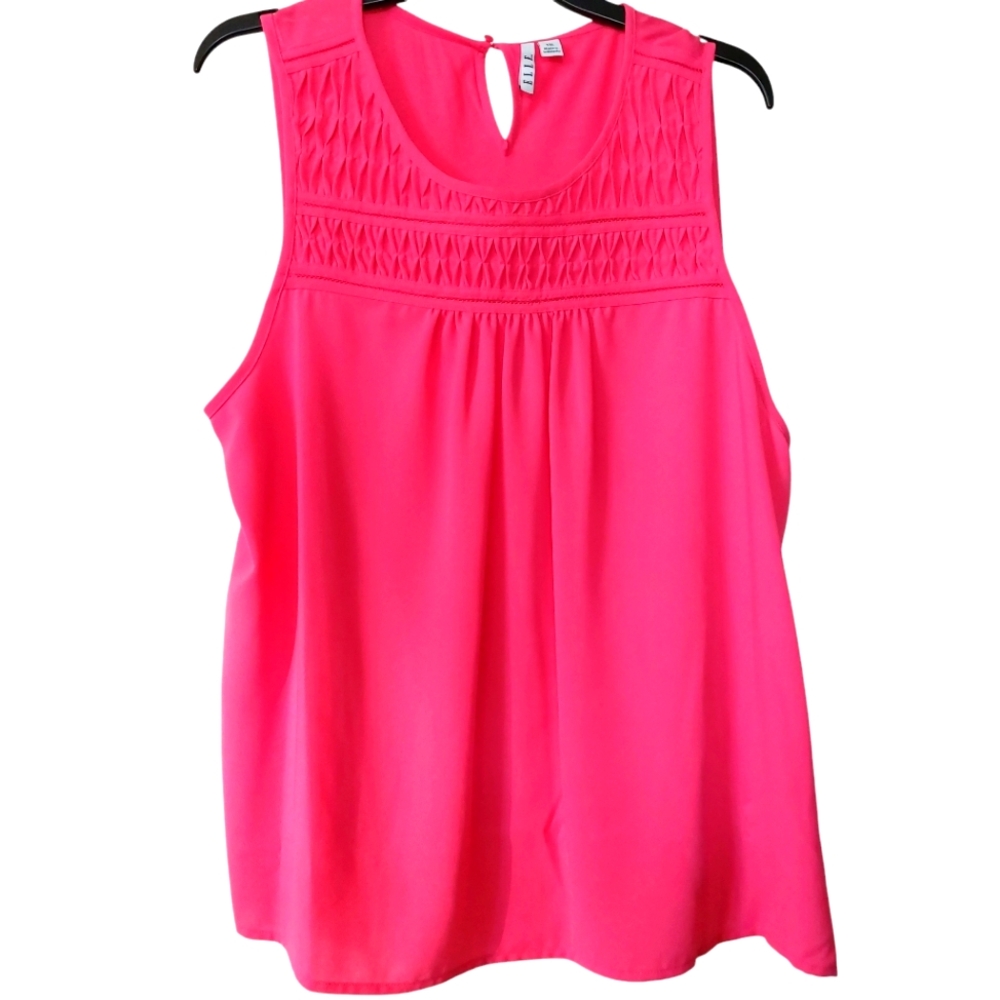 ELLE Women's Party Tank Top Pink Sleeveless Top XXL